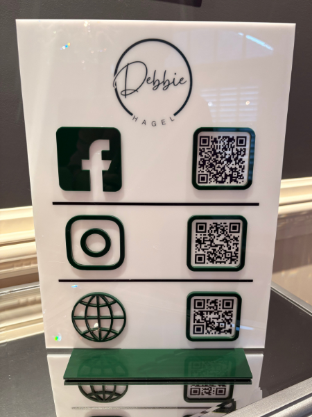 9 x 12" Rectangle Shaped Logo Social Media/Google Sign - 3 QR Codes