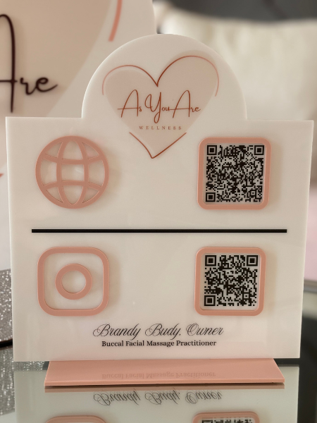 9 x 10" Half Circle Shaped Logo Social Media/Google Sign - 2 QR Codes