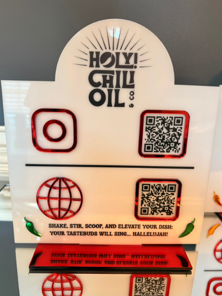 9 x 10" Half Circle Shaped Logo Social Media/Google Sign - 2 QR Codes