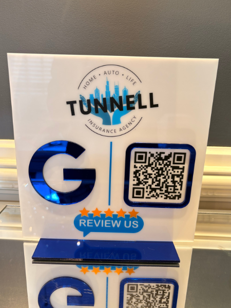9 x 9" Square Shaped Logo Social Media/Google Sign - 1QR code