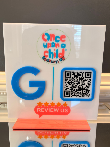 9 x 9" Square Shaped Logo Social Media/Google Sign - 1QR code