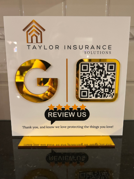 9 x 9" Square Shaped Logo Social Media/Google Sign - 1QR code