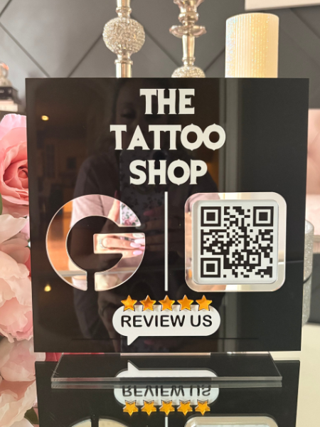 9 x 9" Square Shaped Logo Social Media/Google Sign - 1QR code