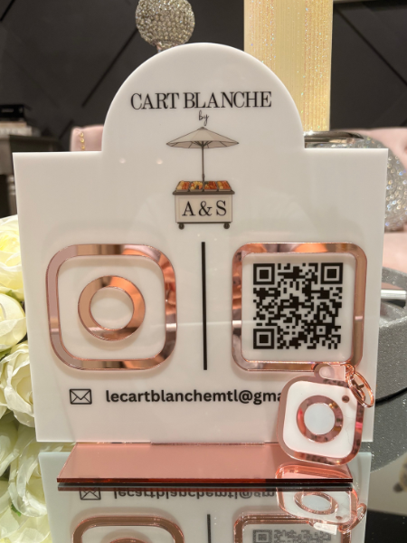 9 x 9" Half Circle Shaped Logo Social Media/Google Sign - 1QR code