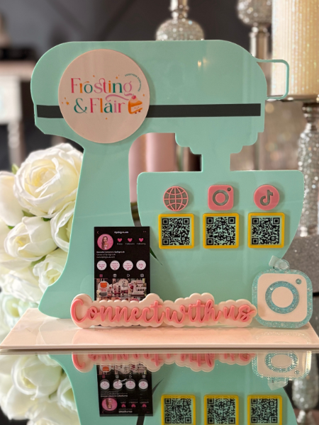 10 x 10" Mixer Shaped Social Media/Google Sign - 3 QR Codes