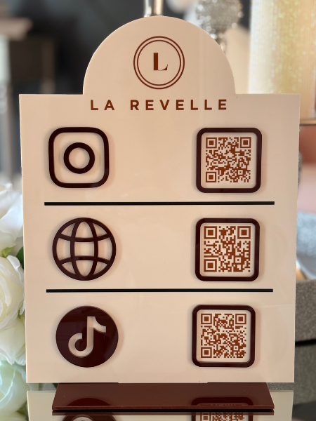 9 x 12" Half Circle Shaped Logo Social Media/Google Sign - 3 QR Codes