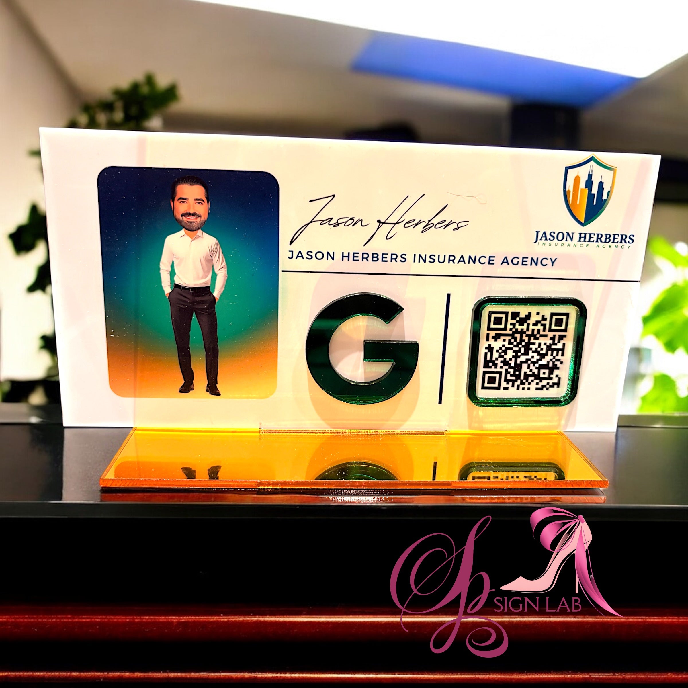 Employee Desk Sign-  With One QR Social Code