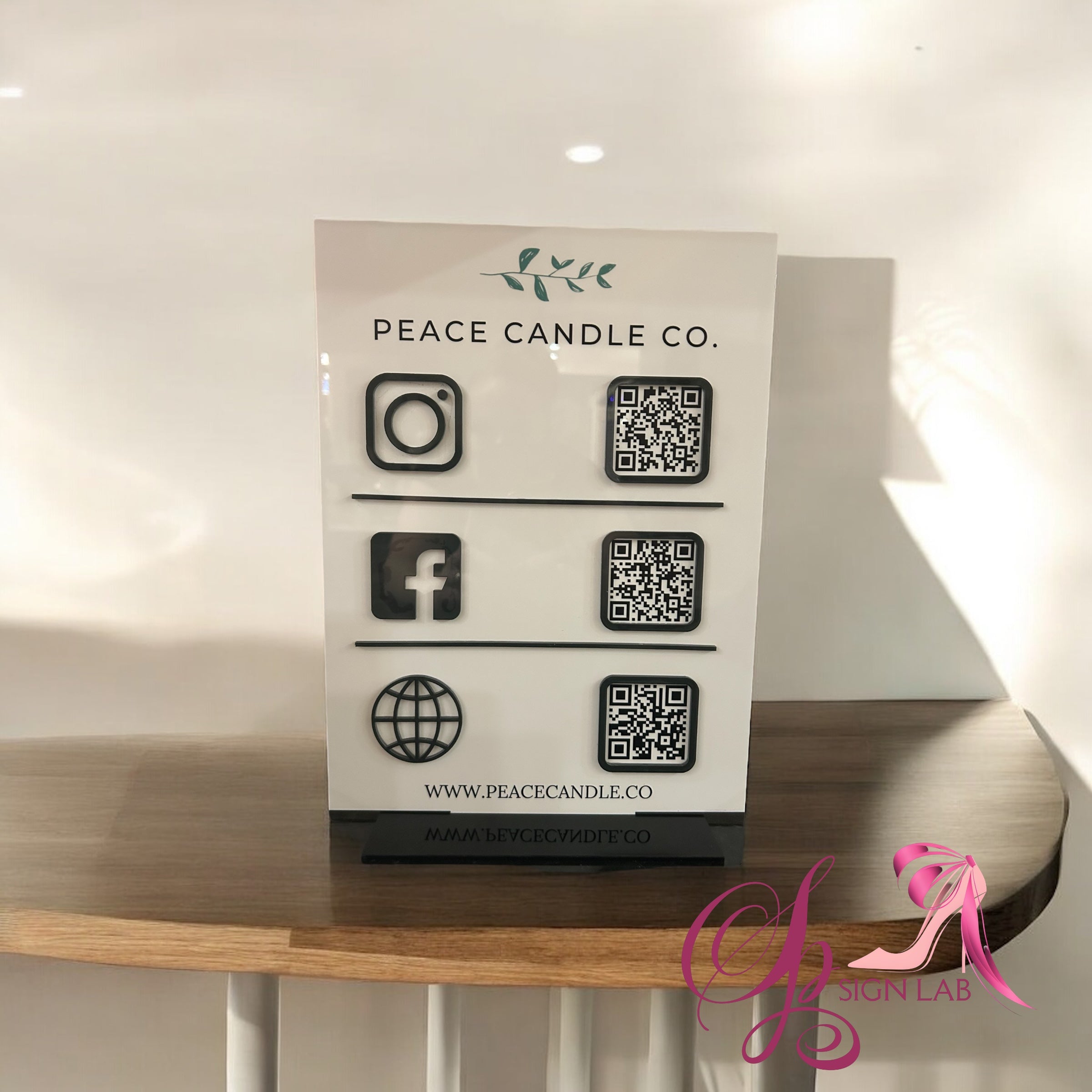 Custom Shaped Logo Social Media/Google Sign - 3 QR Codes
