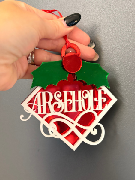 Inappropriate Word Christmas Ornament – Funny Gag Gift, Corporate Holiday Humor