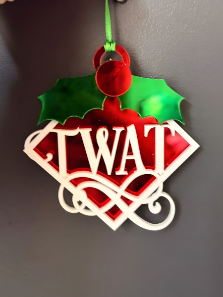 Inappropriate Word Christmas Ornament – Funny Gag Gift, Corporate Holiday Humor